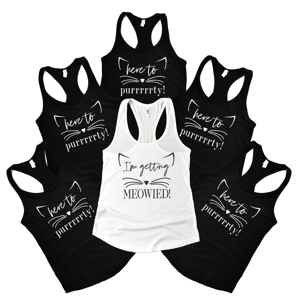 I'm Getting MEOWIED and Here to PURRRRTY bachelorette party tanks. HTPUR-RB BACHELORETTE! icecreaMNlove 
