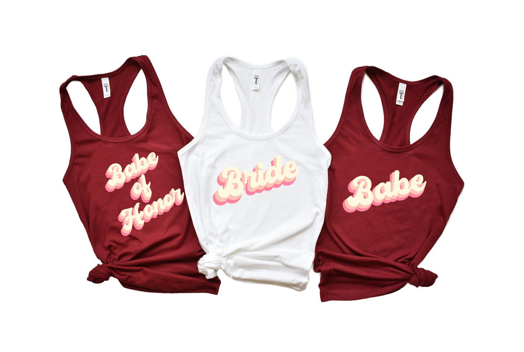 Retro Brides Babes, Babe of Honor and Bride tank tops by icecreaMNLove. RTBABE-RB BACHELORETTE! icecreaMNlove 