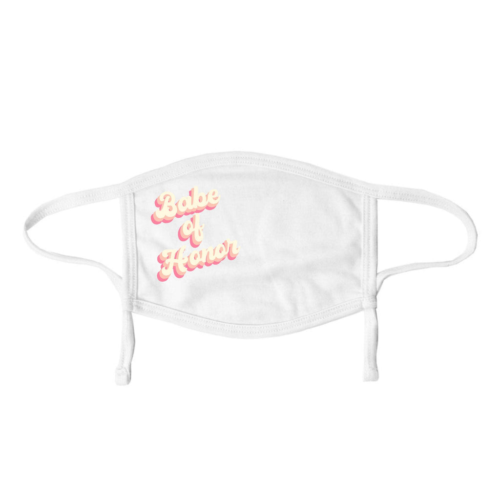 Bride and Babe and Babe of Honor white adjustable polyester face mask cover for Bachelorette Party. Makes a great favor! RETRO-FACE icecreaMNlove 