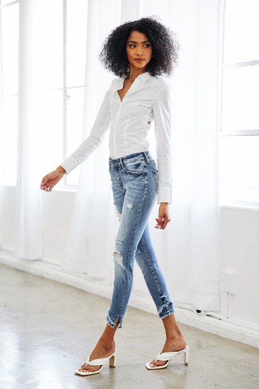 Kan Can Mid Rise Hem Detail Ankle Skinny Jeans JEANS icecreaMNlove 