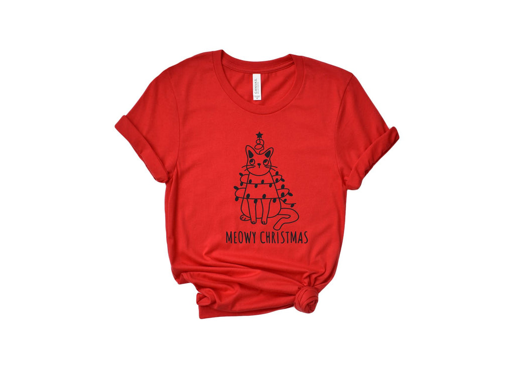 MEOWY Christmas Tree Shirt by icecreaMNlove CHRISTMAS, GRAPHIC TEES & TANKS icecreaMNlove Unisex Tee - Red X Small 