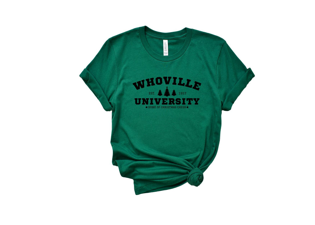 Whoville University Shirt by icecreaMNlove CHRISTMAS, GRAPHIC TEES & TANKS icecreaMNlove Unisex Tee - Green X Small 