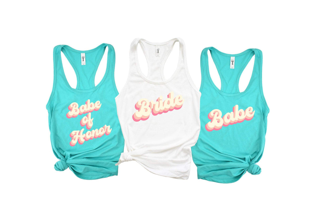 Retro Brides Babes, Babe of Honor and Bride tank tops by icecreaMNLove. RTBABE-RB BACHELORETTE! icecreaMNlove 