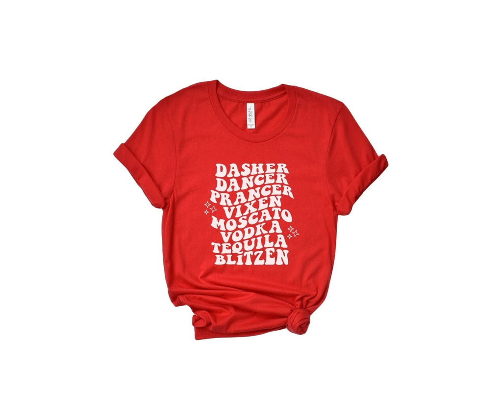 Dasher dancer prancer vixen moscato vodka tequila blitzen shirt, santas reindeer shirt. icecreaMNlove 