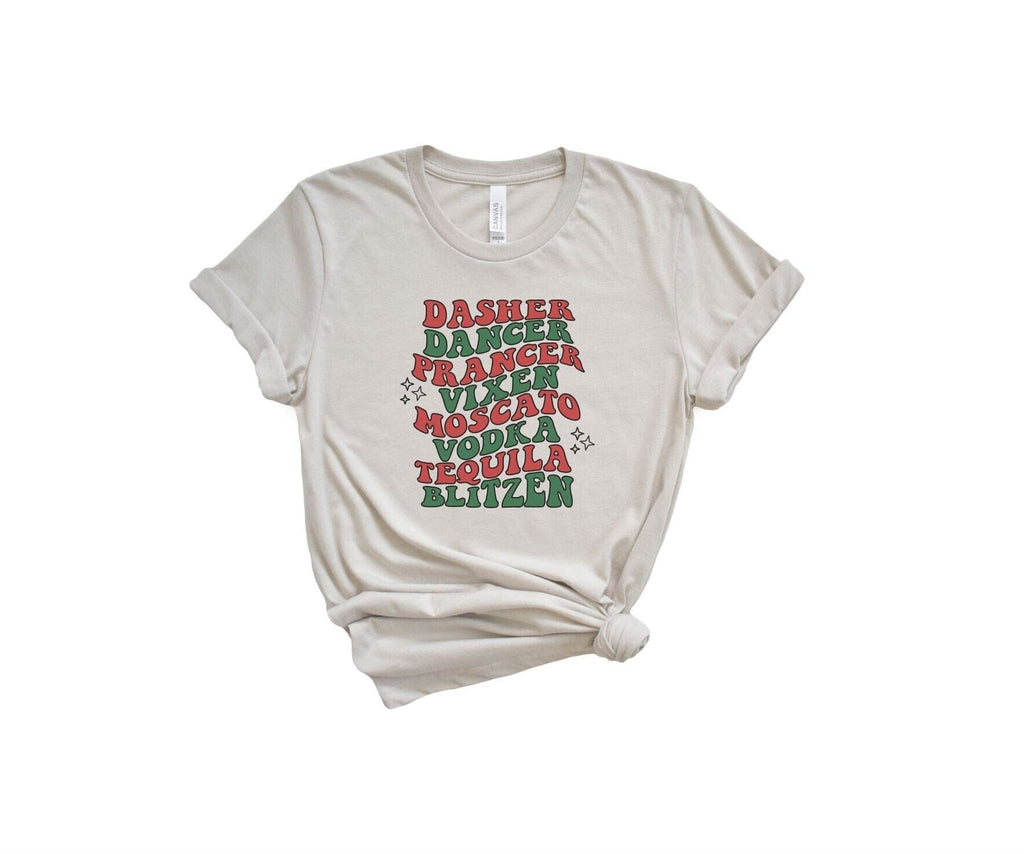 Dasher dancer prancer vixen moscato vodka tequila blitzen shirt, santas reindeer shirt. icecreaMNlove 