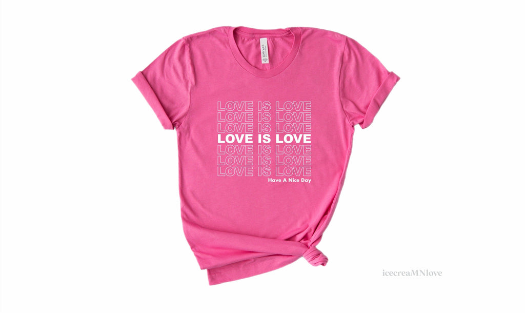 valentines day shirt, love is love shirts, valentines day sweatshirts, women's valentines day shirts, love is love plastic bag, LISL icecreaMNlove 